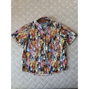 RSVLTS Bluey Shirt Youth Boys Small KUNUFLEX Short Sleeve Button Up Cartoon